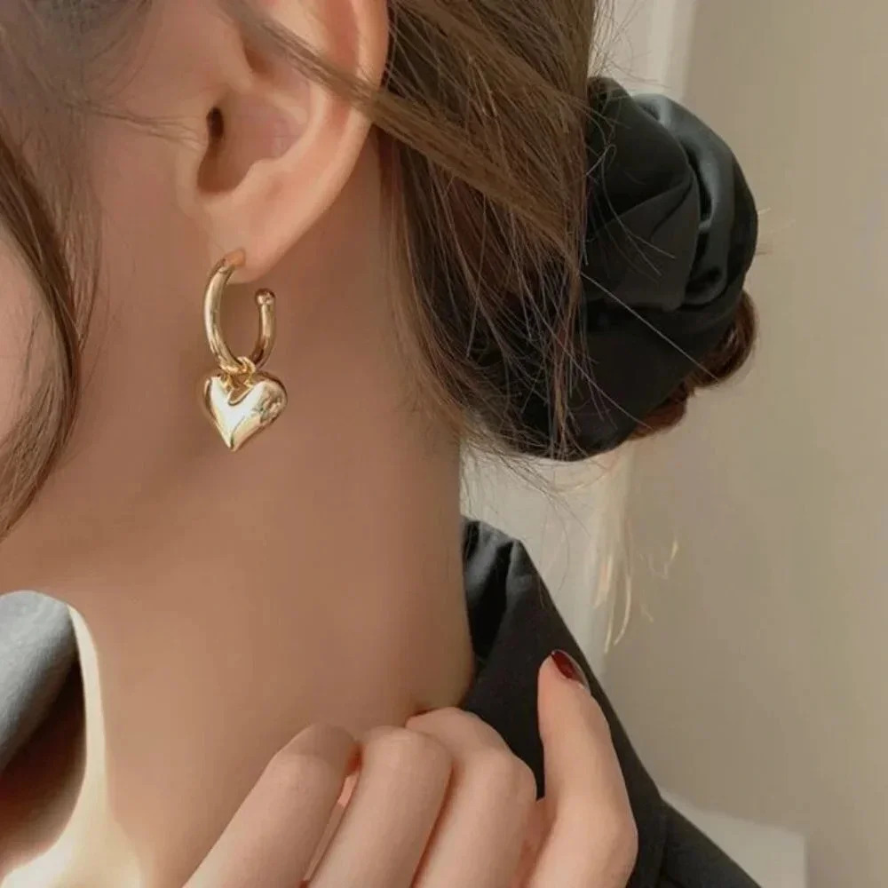 Sterling Silver Minimalist Heart Hoop Earrings